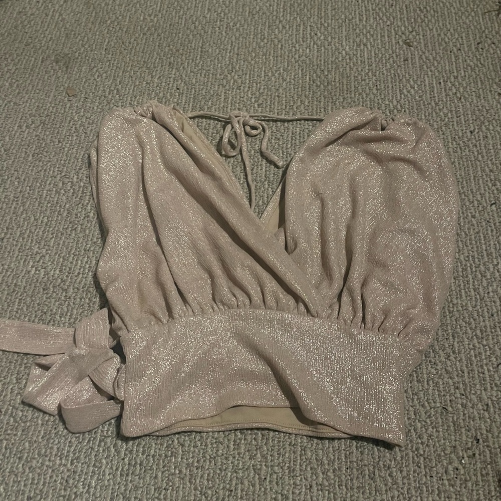 Express Metallic Beige Blouse